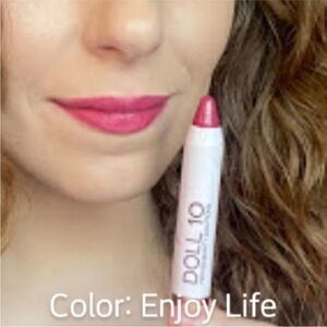 Doll 10 in "Enjoy Life" Plum-Pink Full Size Lip Crayon Lipstick Gloss Balm